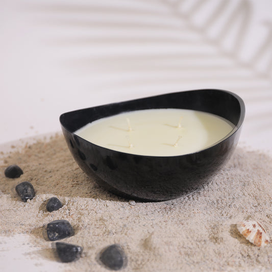 HEREBENE Scented Premium Metal Large Bowl Candle Black - Pacific Ocean Fragrance