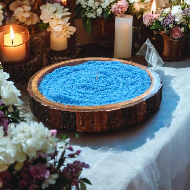 "Blueberry Essence Wax Candle in Rustic Wooden Bowl"