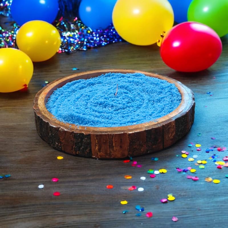 "Blueberry Essence Wax Candle in Rustic Wooden Bowl"