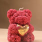 Rosé Teddy Heart Candle – 10cm Floral Soy Wax Bear