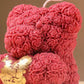 Rosé Teddy Heart Candle – 10cm Floral Soy Wax Bear
