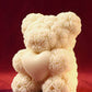 Rosé Teddy Heart Candle – 10cm Floral Soy Wax Bear