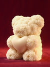 Rosé Teddy Heart Candle – 10cm Floral Soy Wax Bear