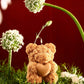 Rosé Teddy Heart Candle – 10cm Floral Soy Wax Bear