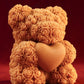 Rosé Teddy Heart Candle – 10cm Floral Soy Wax Bear