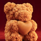 Rosé Teddy Heart Candle – 10cm Floral Soy Wax Bear