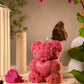 Rosé Teddy Heart Candle – 10cm Floral Soy Wax Bear