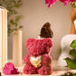 Rosé Teddy Heart Candle – 10cm Floral Soy Wax Bear