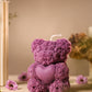 Rosé Teddy Heart Candle – 10cm Floral Soy Wax Bear