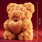 Rosé Teddy Heart Candle – 10cm Floral Soy Wax Bear