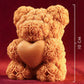 Rosé Teddy Heart Candle – 10cm Floral Soy Wax Bear