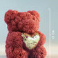 Rosé Teddy Heart Candle – 10cm Floral Soy Wax Bear
