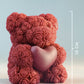 Rosé Teddy Heart Candle – 10cm Floral Soy Wax Bear